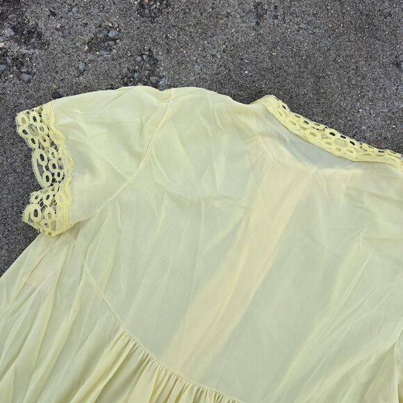 Vintage Peignoir Robe Sears Roebuck & Co Yellow Chiffon - Picture 8 of 9